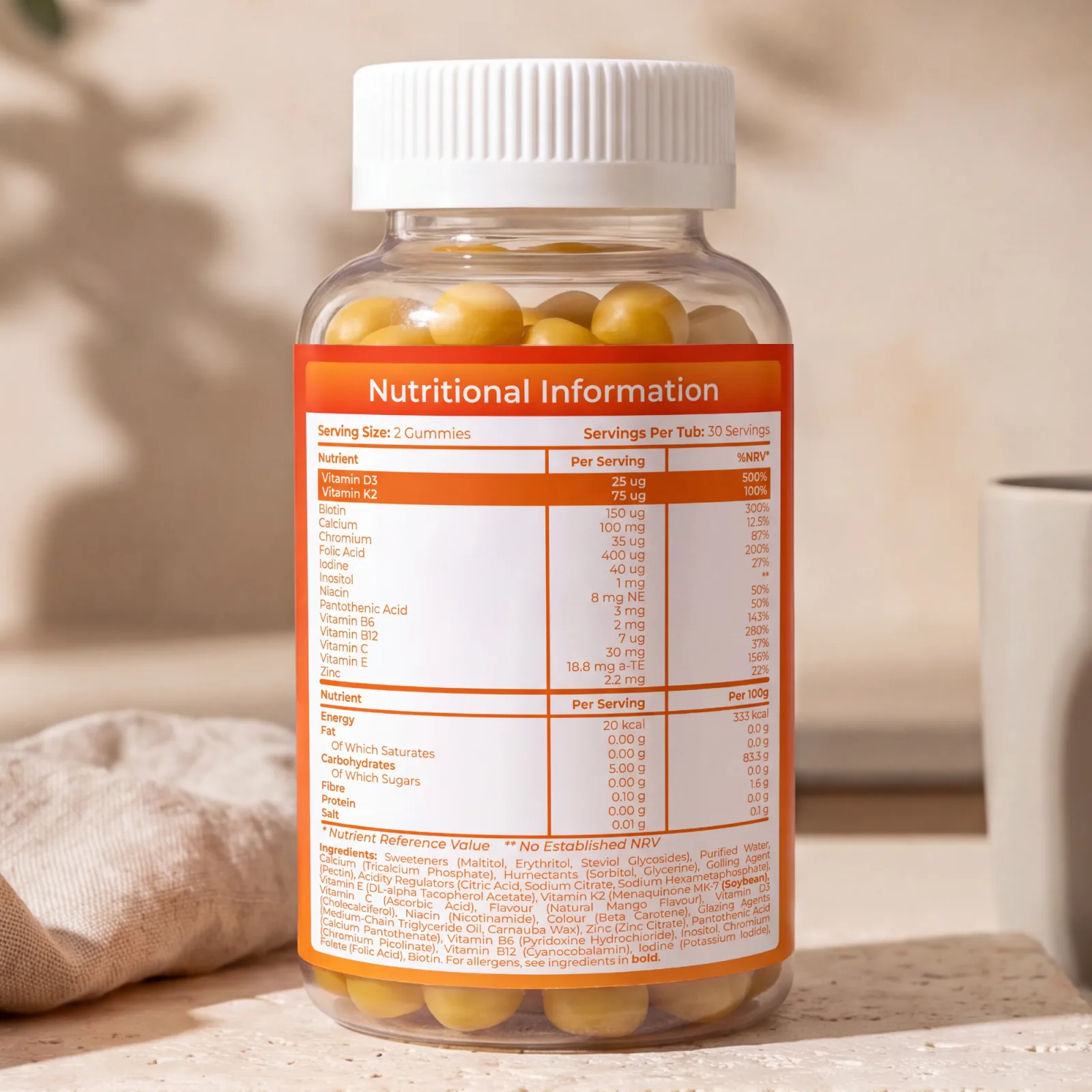Vitamin D3 and K2 Gummies